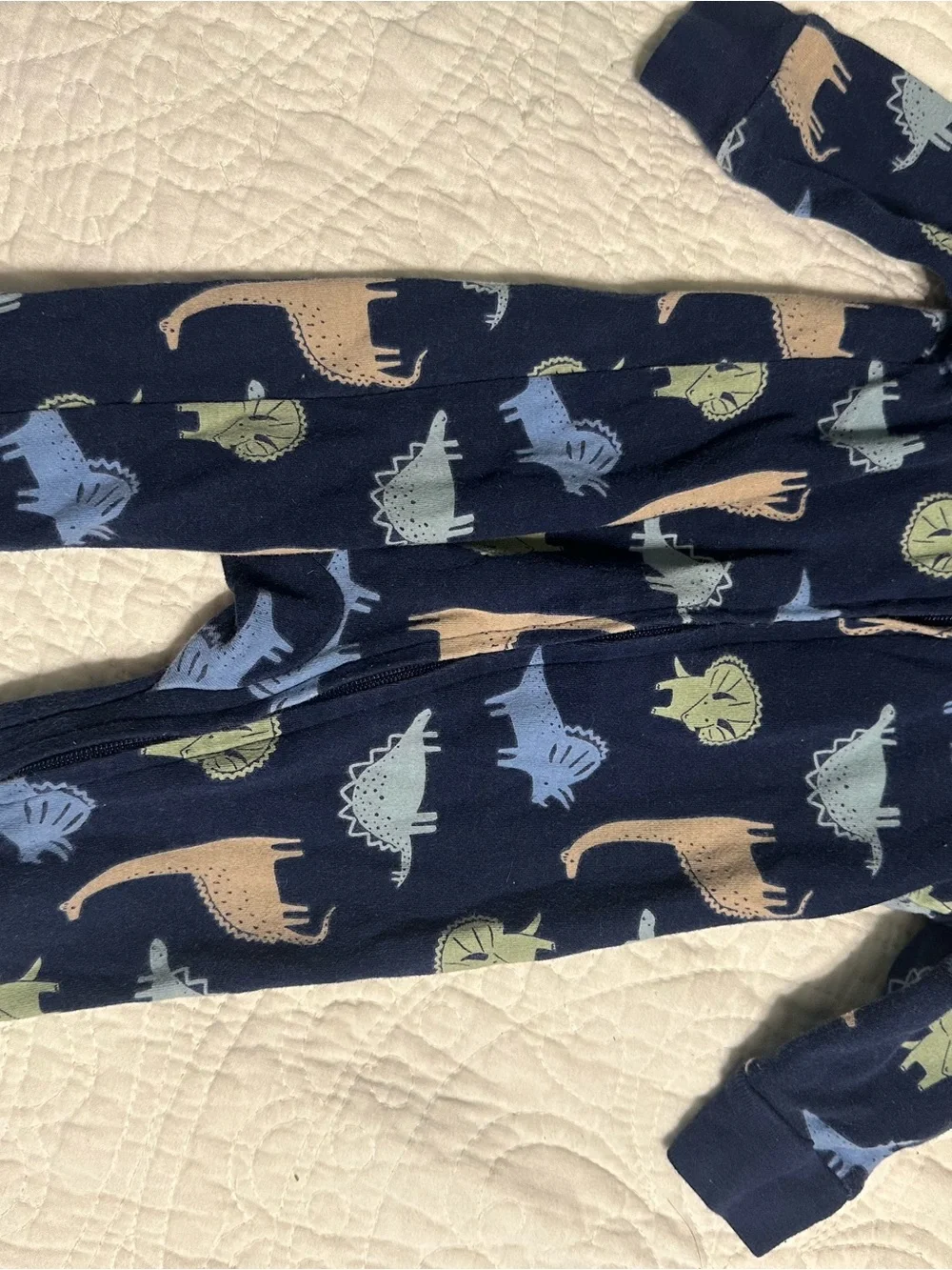 0290 Baby Dino and Stripe Pajama Set - Green & Navy 5 piece sleeper bundle 3mth